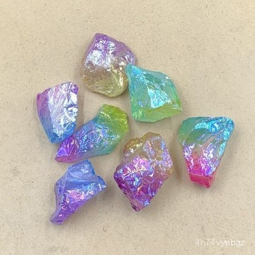 🔥桃園有貨🔥電鍍彩龍息石七彩色天然原石水晶礦石擺件魚缸裝飾多色兒童科普C4ZY 9QCS
