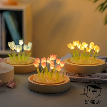 台灣出貨🎁母親節禮物 禮物 送禮必備 情人節 鬱金香花海小夜燈手工DIY擺件生日禮物女生閨蜜送女孩高級感實用HJL