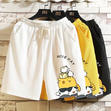 夏季男士短褲休閑五分中褲胖子寬松加肥加大碼潮流運動沙灘大褲衩