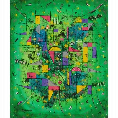 水彩画、風景「緑深めて」若松愛子 若松愛子 works 8-3 抽象画 絵画 現代アート 水彩画 インテリア