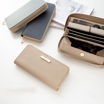 風琴式長夾 【 縮紋皮革 】 姓名刻製 真皮長夾 禮物 HW19K