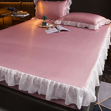 花邊床笠款冰絲涼席三件套夏季天冰絲席空調軟席子可機洗水洗折疊