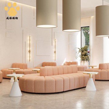 網紅甜品店奶茶店圓形卡座 沙發 服裝店美容院接待室 沙發 多人位 沙發ws8121
