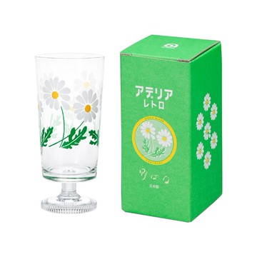 日本 石塚玻璃ADERIA RETRO復古高腳玻璃杯-雛菊 305ml (JN987-022 00-01)