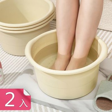 【荷生活】加厚耐用寬把手易搬動加深泡腳桶 足底顆粒按摩放鬆疲勞泡腳桶-2入組