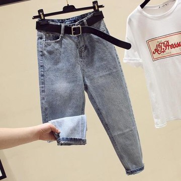 復古水洗牛仔褲男2026春秋新款韓版潮流寬松大碼哈倫直筒九分褲子