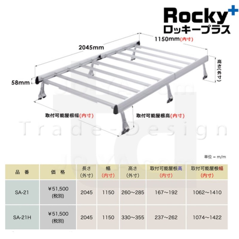 信託 サンバーバン バン ハイルーフ 系 ロッキー キャリア