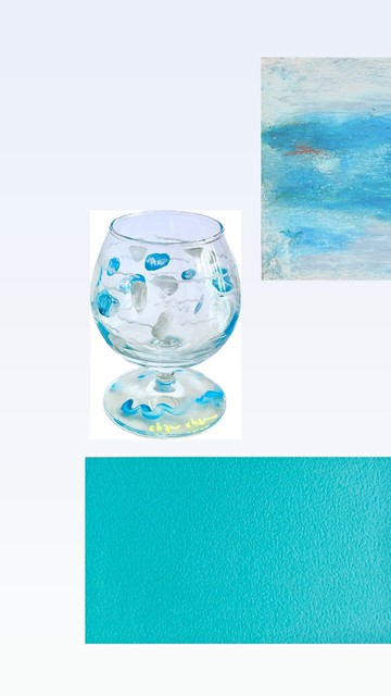 手繪玻璃杯Summer balloon, blue