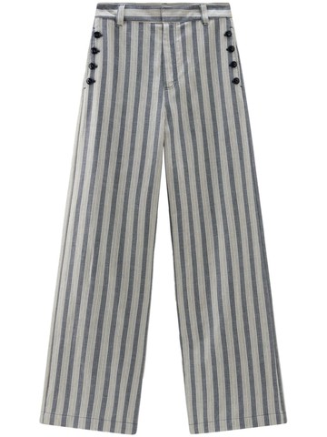 Woolrich - striped wide-leg trousers - women - Cotton/Linen/Flax - 26 - Blue