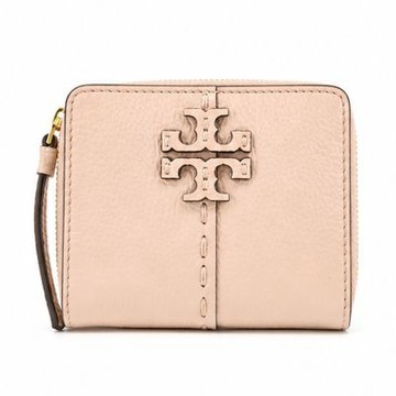 TORY BURCH MCGRAW縫線對開零錢短夾(粉)