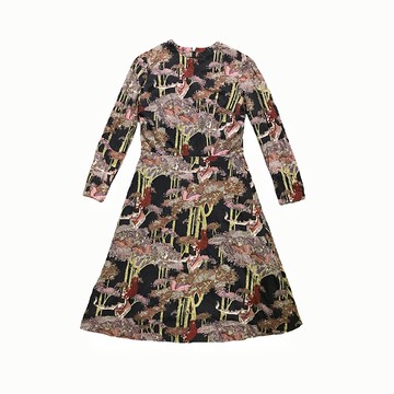 Vintage Japan Pattern Dress 古著日本松鼠花卉圖騰洋裝