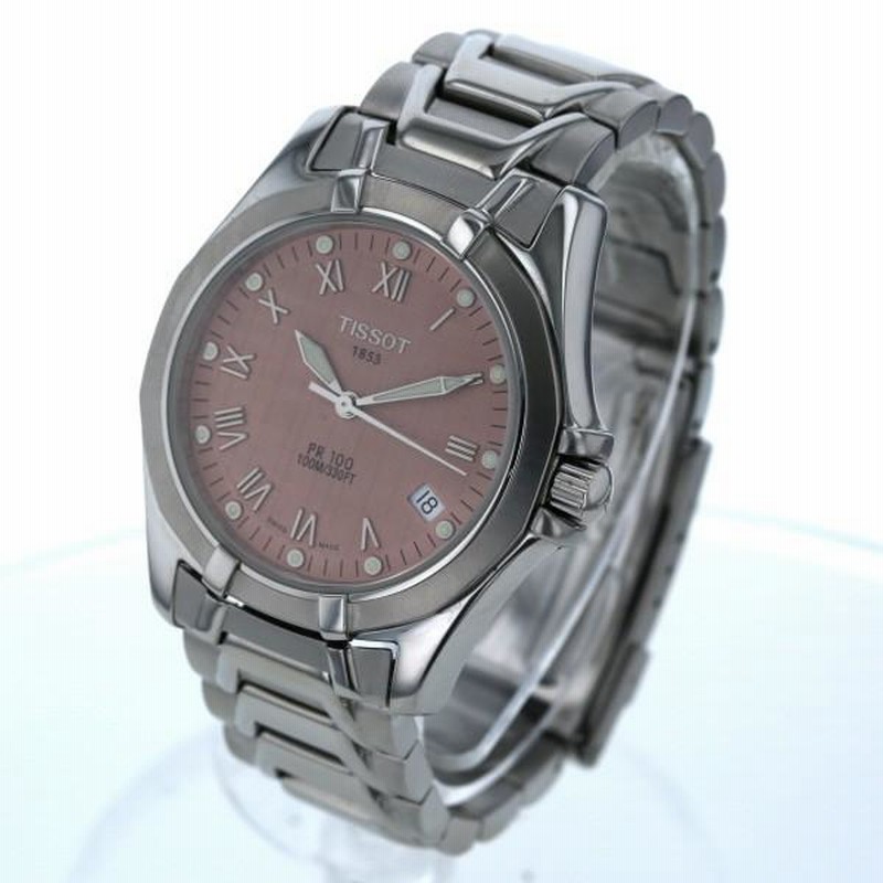 ティソ TISSOT PR100 1853 デイト P660/760 クオーツ ピンク 文字盤 3 ...