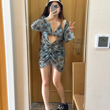 💥下殺價💥 泳衣 女 比基尼性感聚攏大碼微胖mm暈染三件套罩衫長袖防曬海邊度假