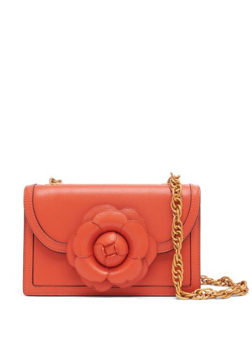 Oscar de la Renta - Tro flower-detailing shoulder bag - women - Lambskin - One Size - Orange