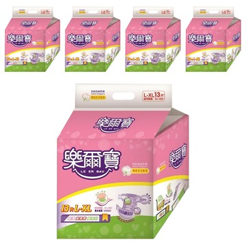樂爾寶 黏貼型紙尿褲 棉柔全功能型 13片 男女通用  L~XL  5包