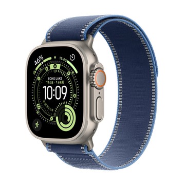 【Apple】Apple Watch Ultra 3 (GPS + 行動網路)；49公釐原色鈦金屬錶殼；藍色配亮藍色越野錶環