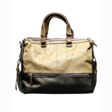 免運開發票 香港代購男士復古時尚潮牌真皮公文包拼色電腦手提包單肩斜挎包包 快速出貨