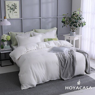 【HOYACASA】300織天絲™床包枕套組｜碧砂白｜雙人／雙人加大
