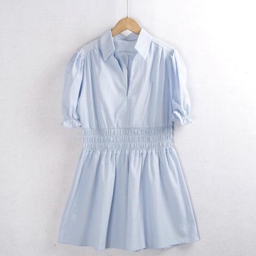 3034v秋新款高腰松緊氣質連衣裙