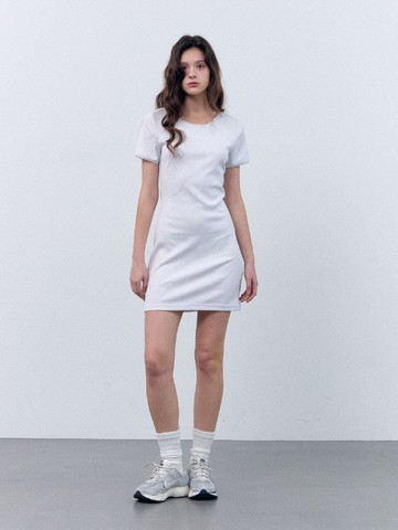 Gros Lace Jersey Mini Dress [White Melange]