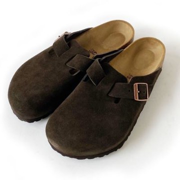 Birkenstock Boston 麂皮半包拖鞋 男女 深棕色 一般寬真皮勃肯 波士頓 經典懶人鞋 反毛皮穆勒鞋 軟木休閒涼鞋 0060901