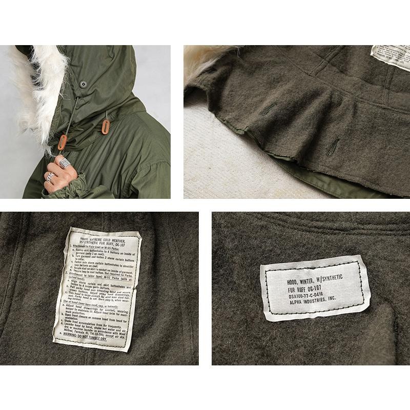 実物 新品 デッドストック 米軍 M-65用フード アクリルファー メンズ