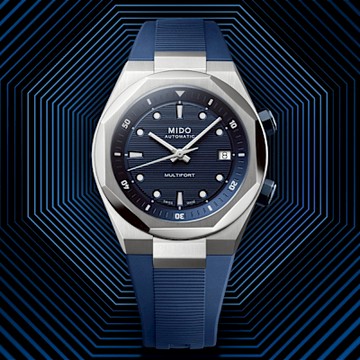 MIDO 美度 官方授權 Multifort 8 Two Crowns 先鋒系列 幾何八角機械錶 1212購物節 送禮推薦-藍 M0475071704100