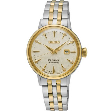 SEIKO 精工錶 Presage Cocktail Time系列 雞尾酒優雅女士機械錶 2R05-00A0GS(SRE010J1)-30mm-米色面鋼帶【刷卡回饋 分期0利率】【APP下單點數13倍送】
