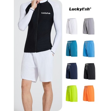 Luckyfish 男士沙灘褲 泳褲男 衝浪短褲 海灘褲 衝浪褲 速乾 透氣 寬鬆游泳短褲 海邊度假休閒褲 男生泳褲