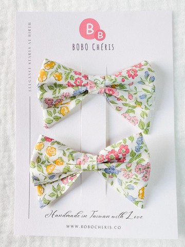 英國LIBERTY FABRICS蝴蝶結手工兒童波波髮夾(1組2入) - Lilibet
