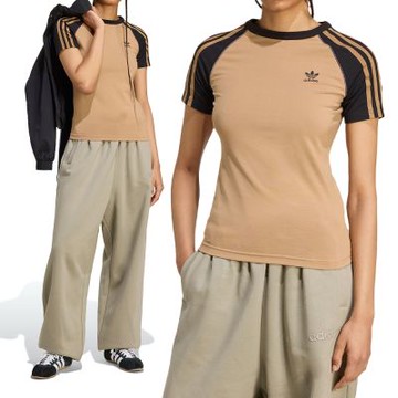 Adidas 3S Slim Tee 女款 卡其色 修身 插肩袖 運動 休閒 短袖 JV7192