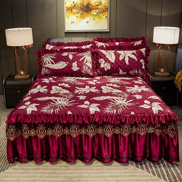 歐式蕾絲床裙加厚夾棉床罩單件1.8/2m床墊防塵罩韓式床套1.5m床笠