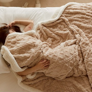 莫蘭迪輕奢純色牛奶絨x羊羔絨毯/雙層毛毯150x200cm-MFB11 燕麥奶