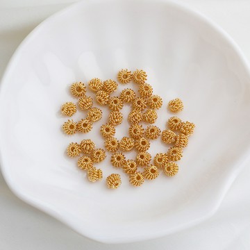 XS-14K包金保色球形纏繞彈簧隔珠Diy手工自製編繩串珠資料手鏈配件