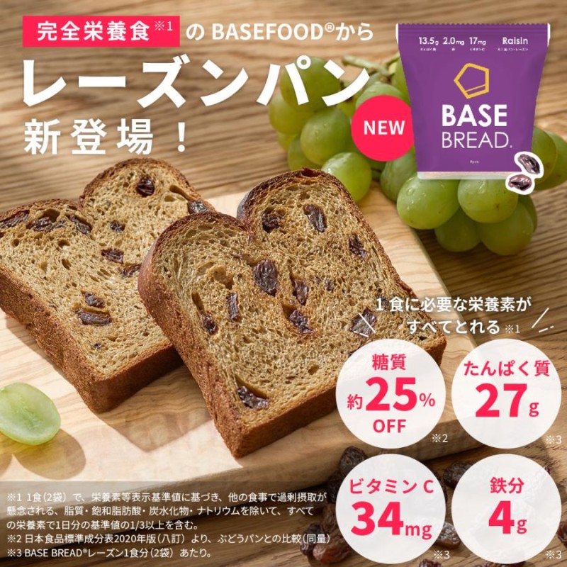 NEW 公式 BASE BREAD ベースブレッド 各2袋 (食パンレーズン 食パン