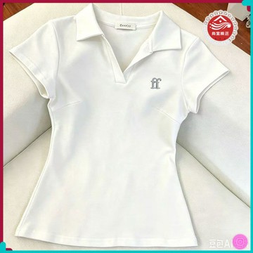 🎀韓係POLO衫🎀2026夏季韓版白色polo衫女刺繡設計感修身百搭辣妹正肩短袖 AQDB