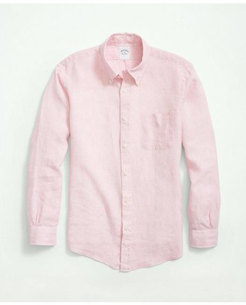 Brooks Brothers Men's Irish Linen Sport Shirt | Pink | Size Large