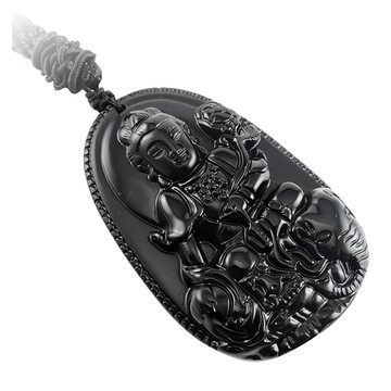 喜緣玉品 十二生肖守護神黑曜石玉珮 八大守護神 可調整長度掛繩  千手觀音 鼠  1個