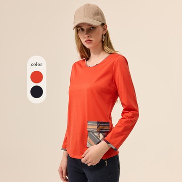 ILEY伊蕾 格紋造型口袋絲光棉上衣(兩色；M-3L)