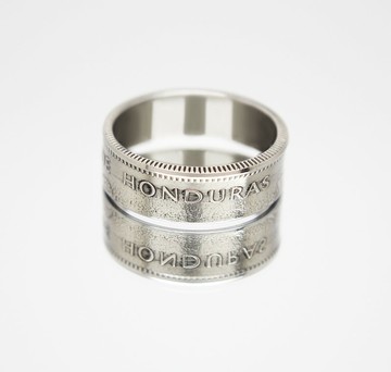 洪都拉斯硬幣戒指 50 分 1995-2019 年男士硬幣戒指 女士硬幣戒指