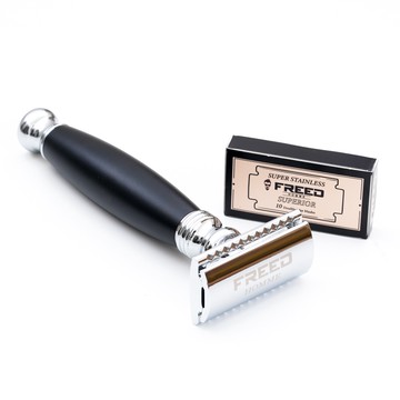 【FREED】封閉式復古雙刃安全刮鬍刀- 極致黑 (附刀片10片) 客製化 刻字 送禮 生日 男生 聖誕節 交換禮物