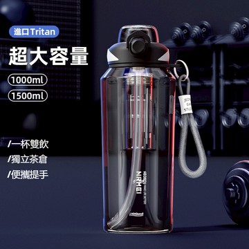 NRMEI 進口Tritan水壺大容量水杯耐高溫水瓶便攜學生運動騎行健身房吸管夏季新款 1000ML 1500ML
