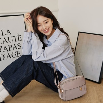 小資必備質感雙層尼龍單肩包 SOPHIE 霧粉紫