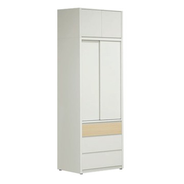 文創集 歐瑞雙色2.7尺開＆推門三抽加高衣櫃組合-80x60x240cm免組