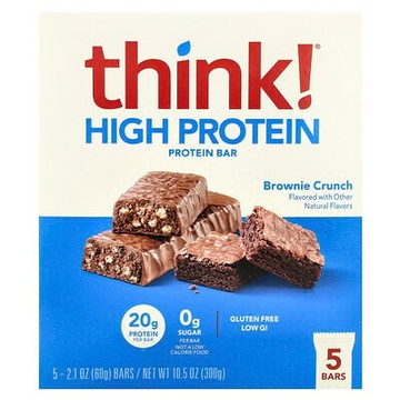 Think !, 高蛋白棒，Brownie Crunch，5 棒，每棒 2.1 盎司（60 克）