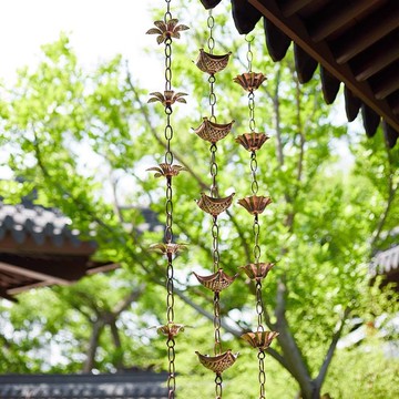 免運  雨水鏈 別墅排水鏈 寺廟陽光房雨鏈滴水鏈庭院天溝花瓣雨水鏈排水引水雨鏈屋檐落水鏈