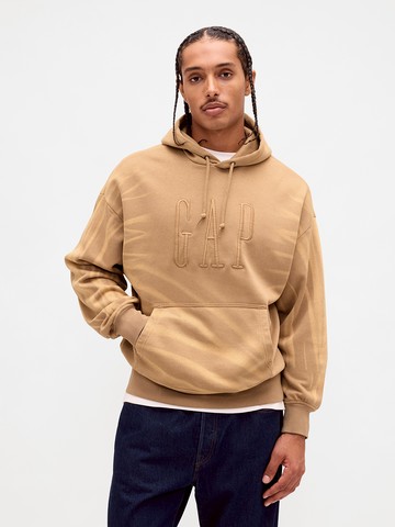 男裝 Logo刺繡帽T-卡其色