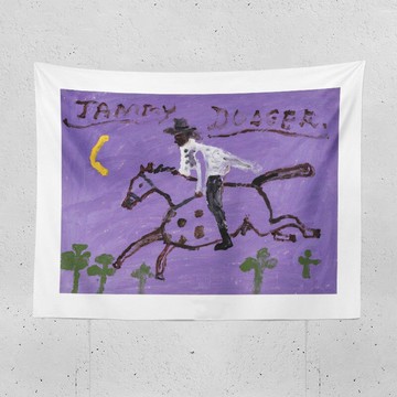 抽象藝術紫色掛布 駿馬少年 ins出租房背景墻布置 臥室床頭裝飾布