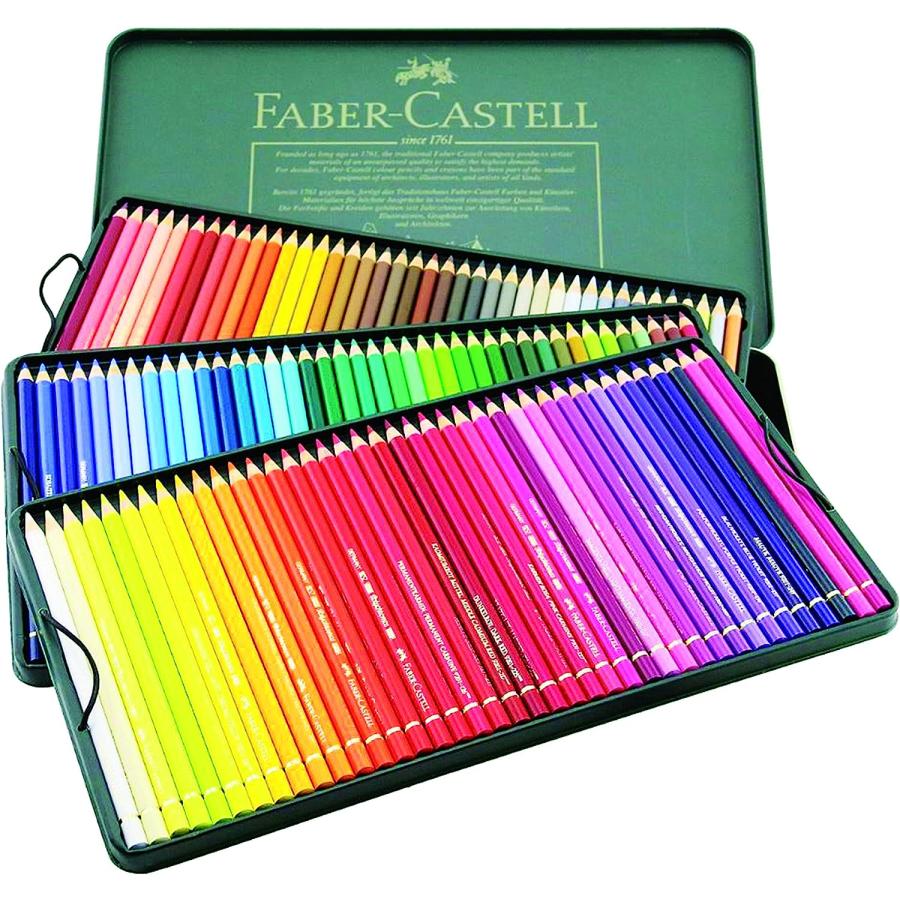 Faber-Castell Polychromos Artist Colored Pencils Set Premium Quality Polychromos Colored Pencils 120 Tin Gift Set Includes Pencil Sharpener