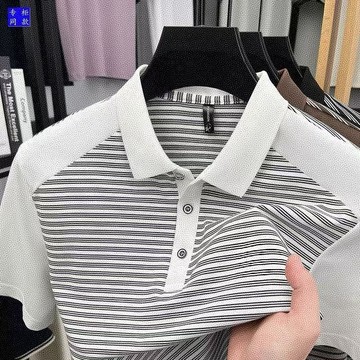 夏季polo男士短袖條紋T恤時尚翻領半袖休閒POLO新款上衣